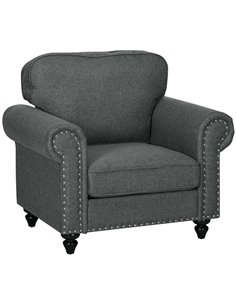 Mid-Century Armchair, HOMCOM Single Sofa with Pocket Springs - Dark Grey 839-993V70CG