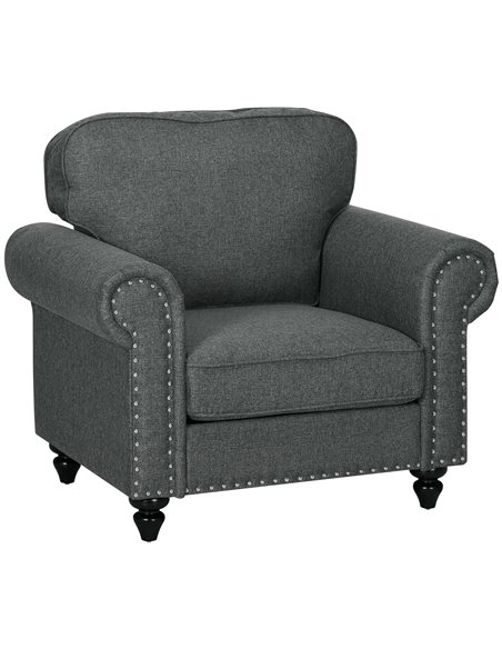 Mid-Century Armchair, HOMCOM Single Sofa with Pocket Springs - Dark Grey 839-993V70CG - pic 87608 | FastDaddyshop