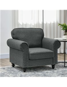 Mid-Century Armchair, HOMCOM Single Sofa with Pocket Springs - Dark Grey 839-993V70CG 2