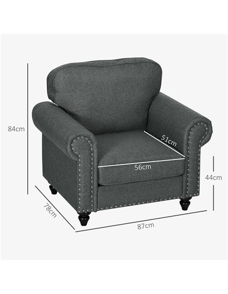 Mid-Century Armchair, HOMCOM Single Sofa with Pocket Springs - Dark Grey 839-993V70CG - pic 87610 | FastDaddyshop