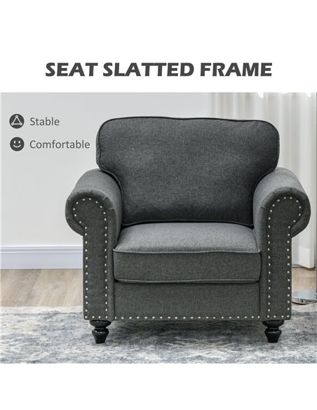 Mid-Century Armchair, HOMCOM Single Sofa with Pocket Springs - Dark Grey 839-993V70CG - pic 87613 | FastDaddyshop