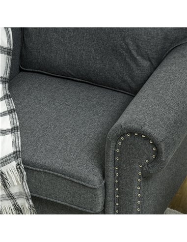 Mid-Century Armchair, HOMCOM Single Sofa with Pocket Springs - Dark Grey 839-993V70CG