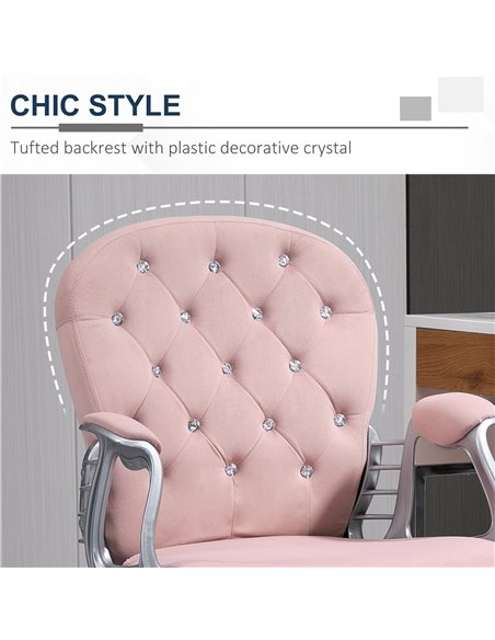 Vinsetto Office Chair Ergonomic 360���� Swivel Diamond Tufted Home Work Velour Padded Base 5 Castor Wheels Pink - pic 8762 | FastDaddyshop