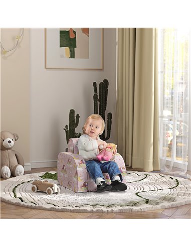AIYAPLAY Childrens Sofa Couch Foldable Toddler Chair Soft Snuggle Sponge Filled for Bedroom Playroom, Aged 18 Months to 3 Years,