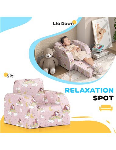 AIYAPLAY Childrens Sofa Couch Foldable Toddler Chair Soft Snuggle Sponge Filled for Bedroom Playroom, Aged 18 Months to 3 Years,