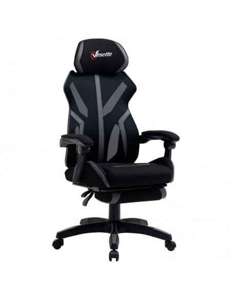 Vinsetto Mesh Office Chair with Footrest, Lumbar Back Support, Swivel Wheels, Adjustable Height, Black-Grey - pic 8764 | FastDaddyshop
