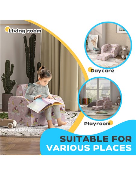 AIYAPLAY Childrens Sofa Couch Foldable Toddler Chair Soft Snuggle Sponge Filled for Bedroom Playroom, Aged 18 Months to 3 Years, - pic 87640 | FastDaddyshop