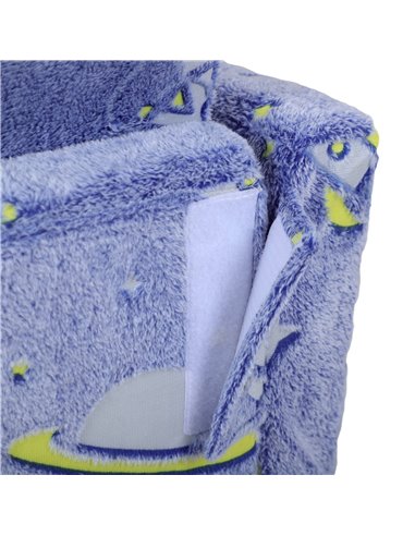 AIYAPLAY Childrens Sofa Beds 2 in 1 Kids Foldable Chair Bed with Glow in The Dark Cosmic Design, Washable Cushion and Cover, Blu