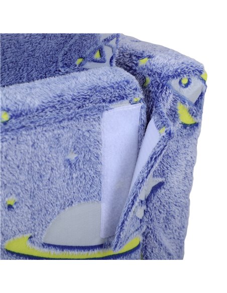AIYAPLAY Childrens Sofa Beds 2 in 1 Kids Foldable Chair Bed with Glow in The Dark Cosmic Design, Washable Cushion and Cover, Blu - pic 87651 | FastDaddyshop