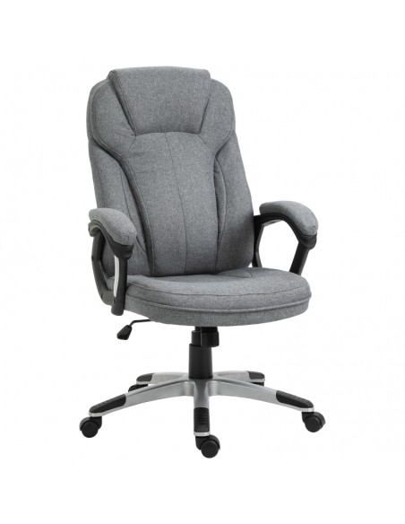 Vinsetto Linen Fabric Office Chair with Height Adjustable, Padded Armrests, Grey - pic 8766 | FastDaddyshop