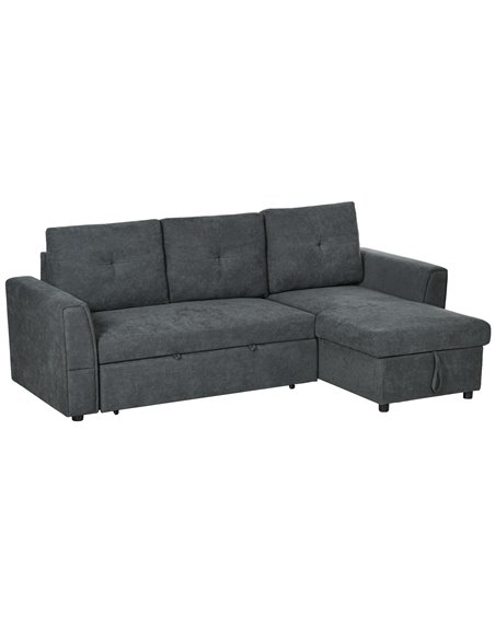 HOMCOM 3 Seater Sofa Bed, L-Shaped Corner Sofa, Pull Out Sofa with Storage, Convertible Click Clack Settee Sectional Sleeper Fut - pic 87662 | FastDaddyshop