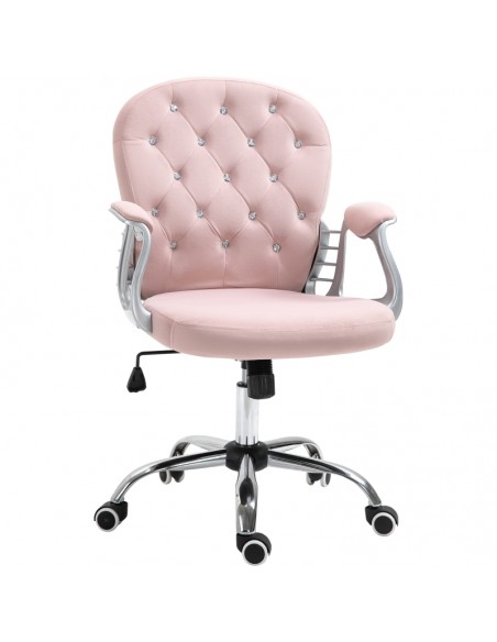 Vinsetto Ergonomic Office Chair Diamond Tufted Velour Padded Base, 5 Castor Wheels, Pink - pic 8767 | FastDaddyshop