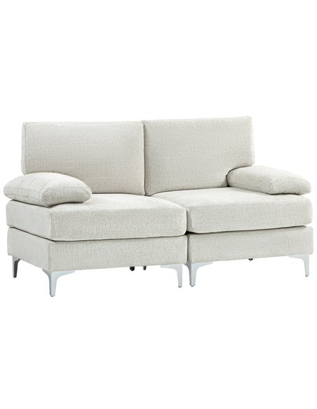 HOMCOM 2 Seater Sofa, Modern Fabric Loveseat with Spring Cushion and Metal Legs, Small Couch for Living Room, Bedroom, Home Offi - pic 87680 | FastDaddyshop