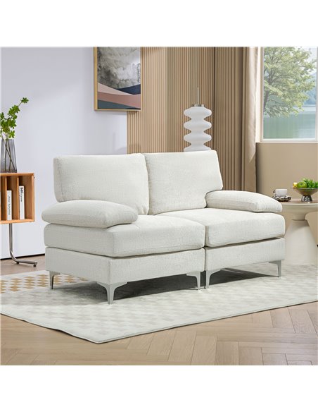 HOMCOM 2 Seater Sofa, Modern Fabric Loveseat with Spring Cushion and Metal Legs, Small Couch for Living Room, Bedroom, Home Offi - pic 87681 | FastDaddyshop