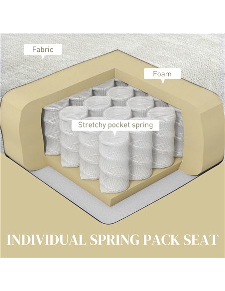 HOMCOM 2 Seater Sofa, Modern Fabric Loveseat with Spring Cushion and Metal Legs, Small Couch for Living Room, Bedroom, Home Offi - pic 87683 | FastDaddyshop
