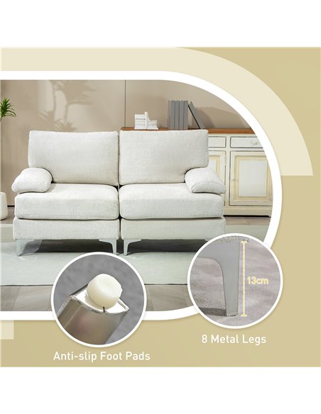 HOMCOM 2 Seater Sofa, Modern Fabric Loveseat with Spring Cushion and Metal Legs, Small Couch for Living Room, Bedroom, Home Offi - pic 87685 | FastDaddyshop