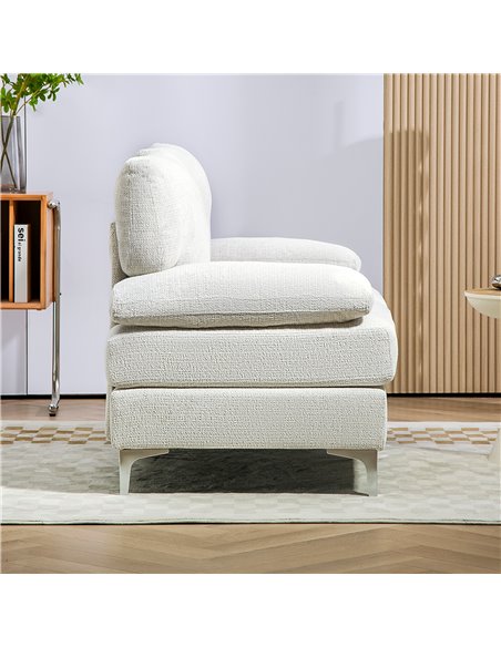 HOMCOM 2 Seater Sofa, Modern Fabric Loveseat with Spring Cushion and Metal Legs, Small Couch for Living Room, Bedroom, Home Offi - pic 87686 | FastDaddyshop