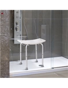 HOMCOM Portable Non-Slip Bathroom Stool Rectangular Adjustable Height Mobility Medical Grade Stabilized Shower Seat 72-0012 2