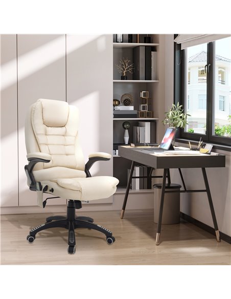 Homcom Executive Office Chair, PU Leather with Massage and Heat, Tilt and Reclining Function, Beige - pic 8776 | FastDaddyshop
