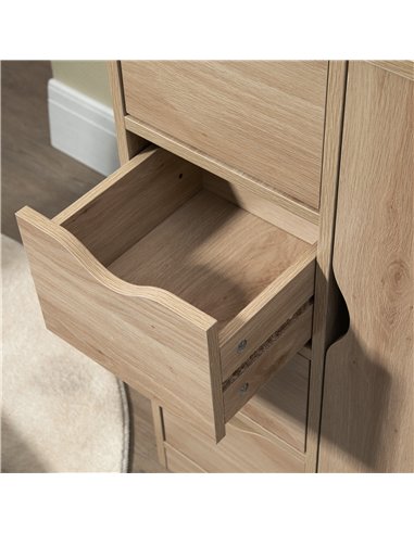 HOMCOM Bathroom Cabinet, Freestanding Storage Cabinet with 4 Drawers, Door Cupboard for Living Room, Kitchen, Bedroom, Natural 8