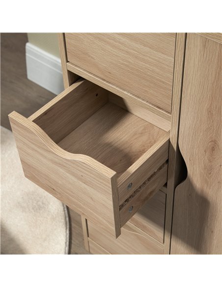 HOMCOM Bathroom Cabinet, Freestanding Storage Cabinet with 4 Drawers, Door Cupboard for Living Room, Kitchen, Bedroom, Natural 8 - pic 87768 | FastDaddyshop