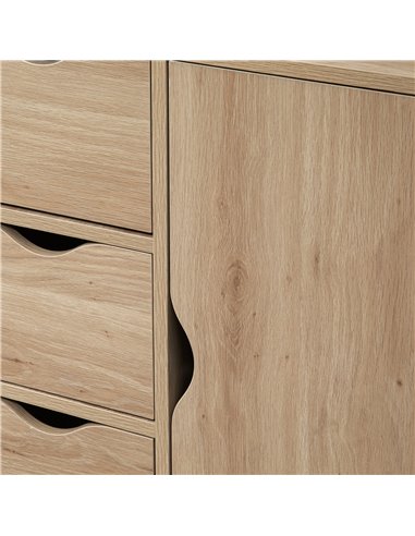 HOMCOM Bathroom Cabinet, Freestanding Storage Cabinet with 4 Drawers, Door Cupboard for Living Room, Kitchen, Bedroom, Natural 8