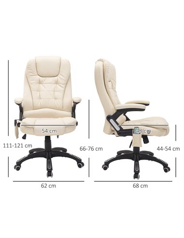 HOMCOM Executive Office Chair with Massage and Heat, High Back PU Leather Massage Office Chair With Tilt and Reclining Function,