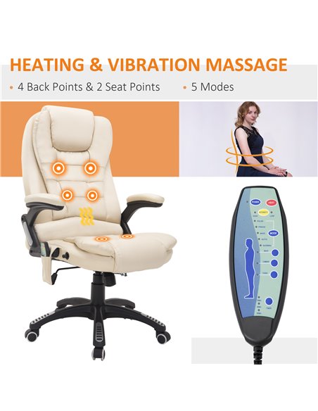HOMCOM Executive Office Chair with Massage and Heat, High Back PU Leather Massage Office Chair With Tilt and Reclining Function, - pic 8778 | FastDaddyshop