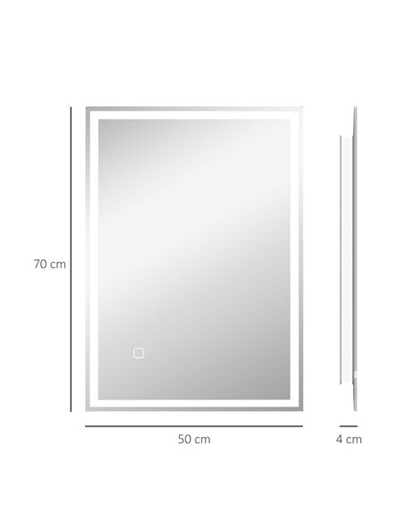 HOMCOM 70 x 50cm LED Bathroom Mirror with Lights, Dimmable Makeup Mirror, Vanity Mirror with 3 Colour, Smart Touch, Anti-Fog 834 - pic 87781 | FastDaddyshop