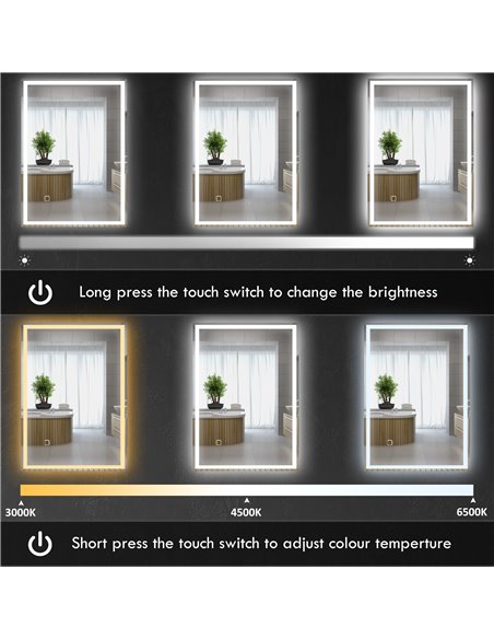 HOMCOM 70 x 50cm LED Bathroom Mirror with Lights, Dimmable Makeup Mirror, Vanity Mirror with 3 Colour, Smart Touch, Anti-Fog 834 - pic 87783 | FastDaddyshop