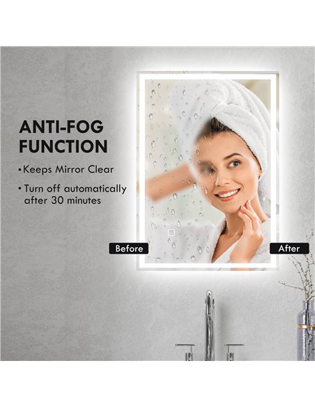 HOMCOM 70 x 50cm LED Bathroom Mirror with Lights, Dimmable Makeup Mirror, Vanity Mirror with 3 Colour, Smart Touch, Anti-Fog 834 - pic 87784 | FastDaddyshop