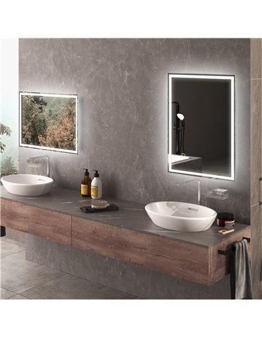 HOMCOM 70 x 50cm LED Bathroom Mirror with Lights, Dimmable Makeup Mirror, Vanity Mirror with 3 Colour, Smart Touch, Anti-Fog 834