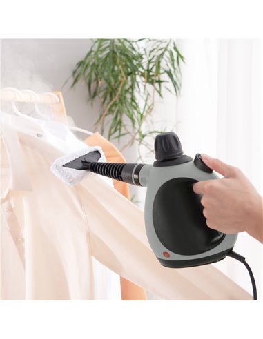HOMCOM Handheld Steam Cleaner for Chemical Free Cleaning, Portable Multi-purpose Steamer w/ 9 Pieces Accessory for Kitchen, Bath