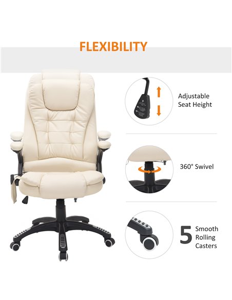 HOMCOM Executive Office Chair with Massage and Heat, High Back PU Leather Massage Office Chair With Tilt and Reclining Function, - pic 8779 | FastDaddyshop