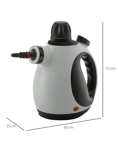 HOMCOM Handheld Steam Cleaner for Chemical Free Cleaning, Portable Multi-purpose Steamer w/ 9 Pieces Accessory for Kitchen, Bath