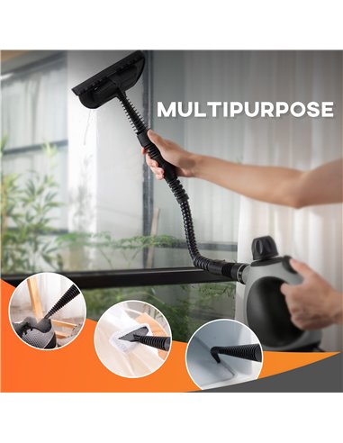 HOMCOM Handheld Steam Cleaner for Chemical Free Cleaning, Portable Multi-purpose Steamer w/ 9 Pieces Accessory for Kitchen, Bath