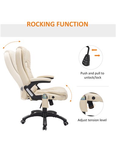 HOMCOM Executive Office Chair with Massage and Heat, High Back PU Leather Massage Office Chair With Tilt and Reclining Function,