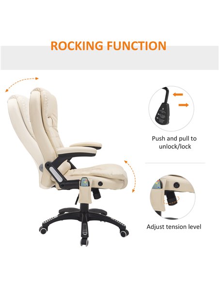 HOMCOM Executive Office Chair with Massage and Heat, High Back PU Leather Massage Office Chair With Tilt and Reclining Function, - pic 8780 | FastDaddyshop