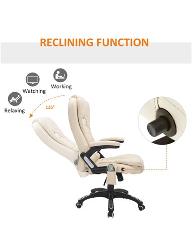 HOMCOM Executive Office Chair with Massage and Heat, High Back PU Leather Massage Office Chair With Tilt and Reclining Function,