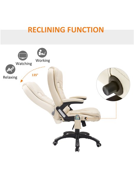 HOMCOM Executive Office Chair with Massage and Heat, High Back PU Leather Massage Office Chair With Tilt and Reclining Function, - pic 8781 | FastDaddyshop