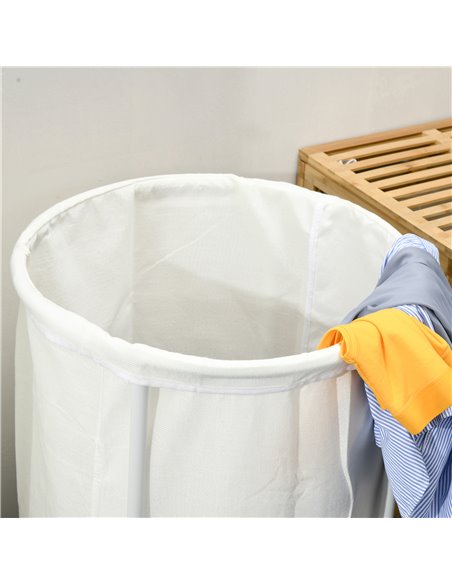 HOMCOM 100L Rolling Laundry Basket on Wheels, 50cm Round Laundry Hamper w/ Removable Bag & Steel Frame for Bedroom, Bathroom, La - pic 87822 | FastDaddyshop