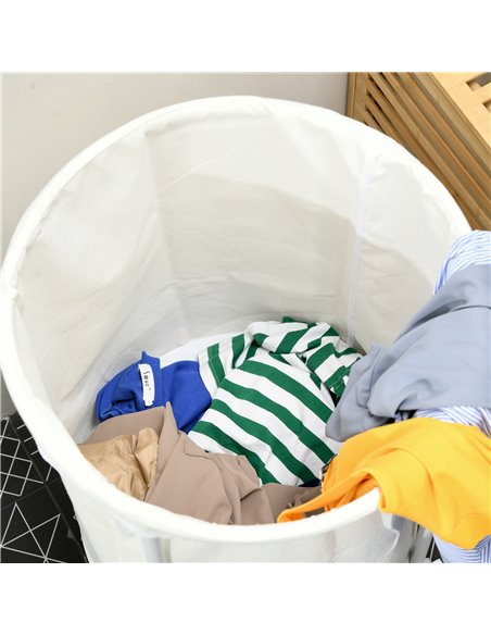 HOMCOM 100L Rolling Laundry Basket on Wheels, 50cm Round Laundry Hamper w/ Removable Bag & Steel Frame for Bedroom, Bathroom, La - pic 87823 | FastDaddyshop