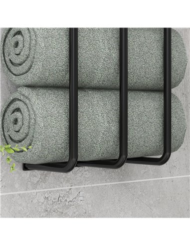 HOMCOM Towel Rail Wall Mounted, Metal Towel Rack Holds Up to 6 Large Size (160 x 100cm) Rolled Towels, 3 Bar Towel Storage for B