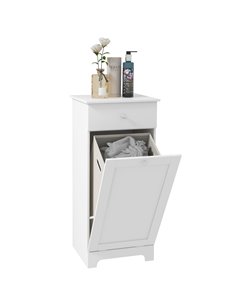 HOMCOM Bathroom Cabinet with Laundry Basket, Bathroom Storage Unit with Foldable Laundry Hamper and Drawer for Washroom, White 8