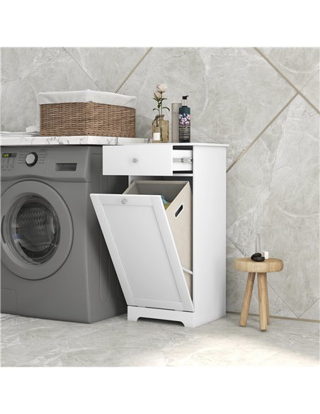 HOMCOM Bathroom Cabinet with Laundry Basket, Bathroom Storage Unit with Foldable Laundry Hamper and Drawer for Washroom, White 8 - pic 87834 | FastDaddyshop