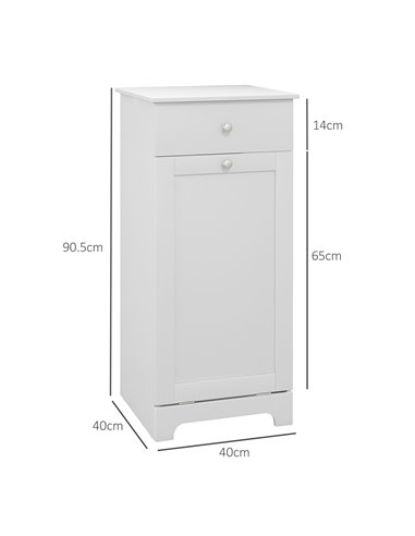 HOMCOM Bathroom Cabinet with Laundry Basket, Bathroom Storage Unit with Foldable Laundry Hamper and Drawer for Washroom, White 8