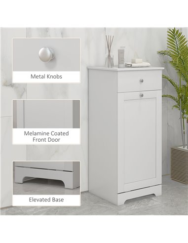 HOMCOM Bathroom Cabinet with Laundry Basket, Bathroom Storage Unit with Foldable Laundry Hamper and Drawer for Washroom, White 8