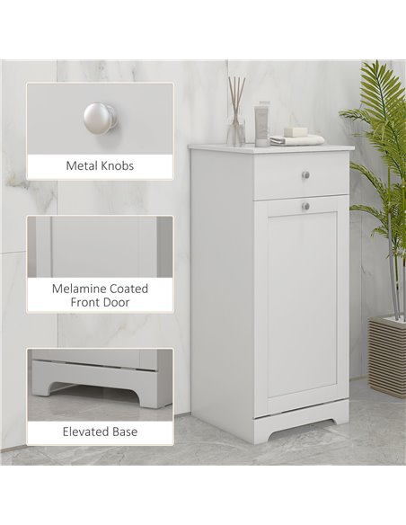 HOMCOM Bathroom Cabinet with Laundry Basket, Bathroom Storage Unit with Foldable Laundry Hamper and Drawer for Washroom, White 8 - pic 87837 | FastDaddyshop
