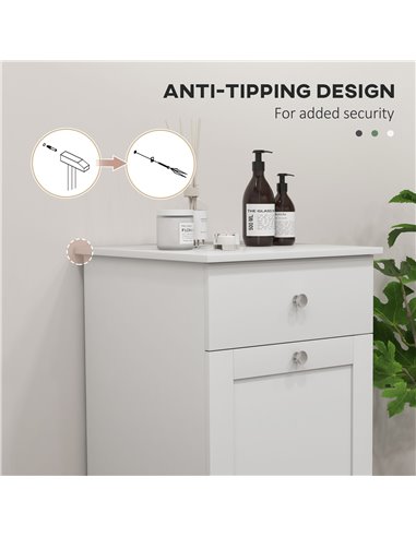 HOMCOM Bathroom Cabinet with Laundry Basket, Bathroom Storage Unit with Foldable Laundry Hamper and Drawer for Washroom, White 8
