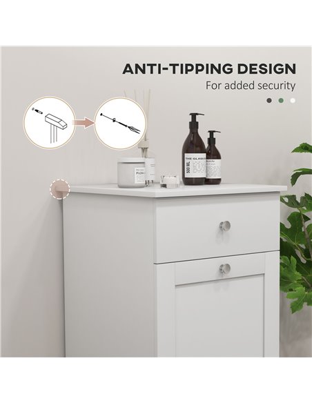 HOMCOM Bathroom Cabinet with Laundry Basket, Bathroom Storage Unit with Foldable Laundry Hamper and Drawer for Washroom, White 8 - pic 87838 | FastDaddyshop